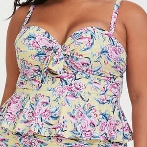 Torrid Yellow and Pink Tankini Top